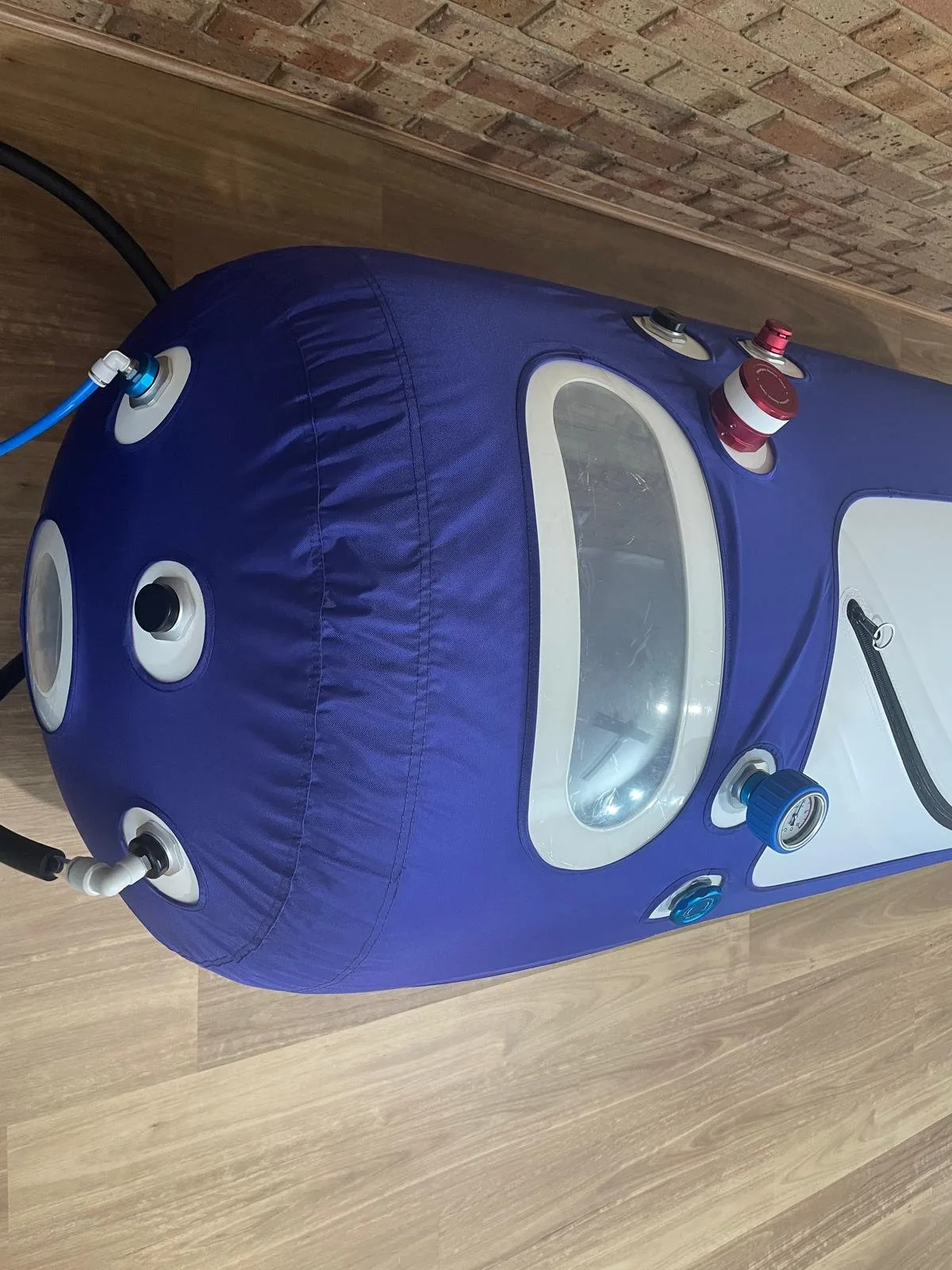 Soft chamber inflated and ready in a living room